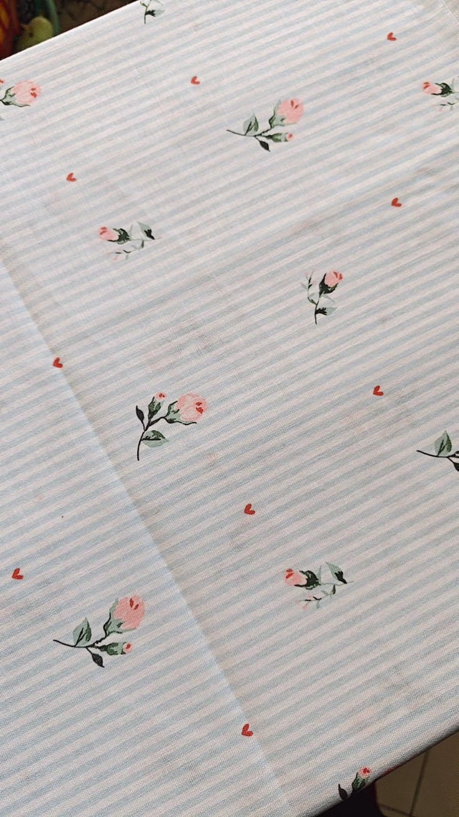 Blue Rose Bud Stripes Cotton Fabric-2 metres