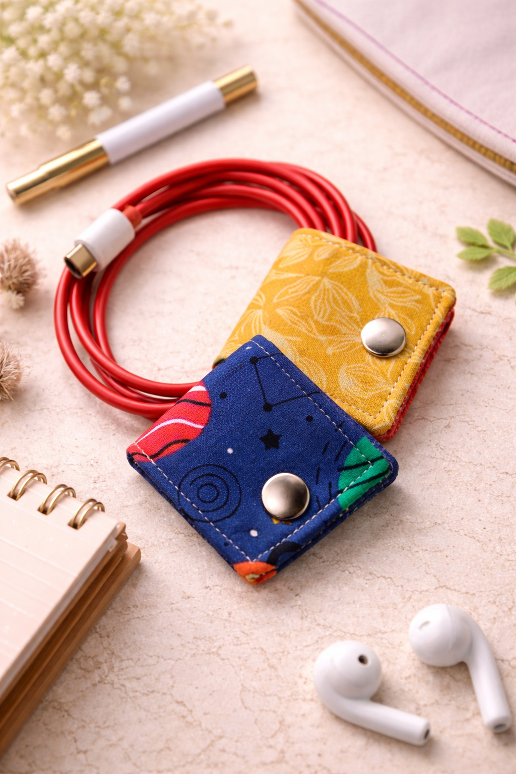 Fabric Cord Wraps -Set of 2