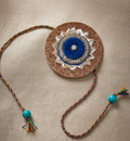 Majestic Evil Eye Zardosi Rakhi with Glitter Base and Braided Thread
