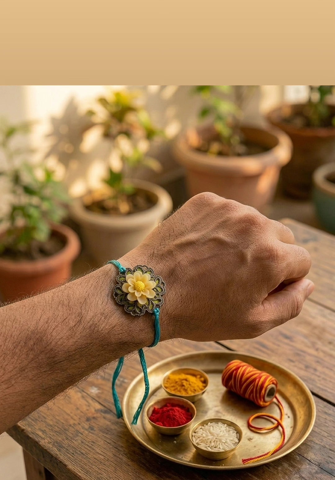 Vintage Flower Rakhi