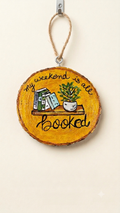 Hand-Painted Bookworm Wooden Hanging Charm