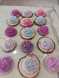 Blooming Peony Wooden Slice Soy Candles