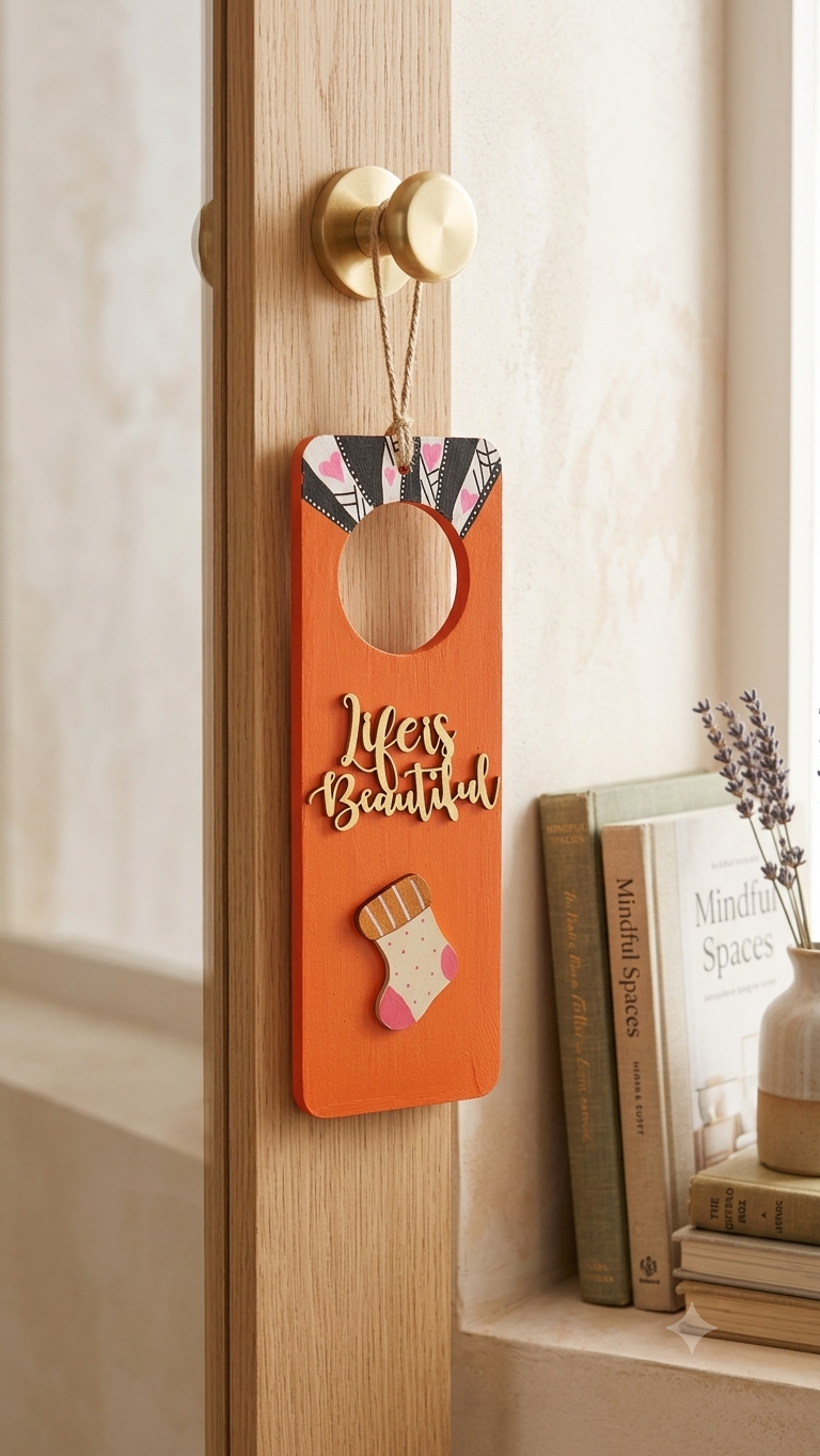 Hand-Painted Vibrant Wooden Door Sign