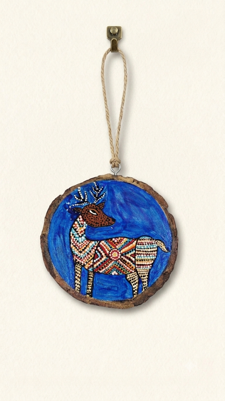 Artisanal Folk Art Wooden Hanging Charm