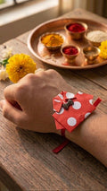 Dapper Polka Dot Shirt Origami Rakhi with Bow Tie