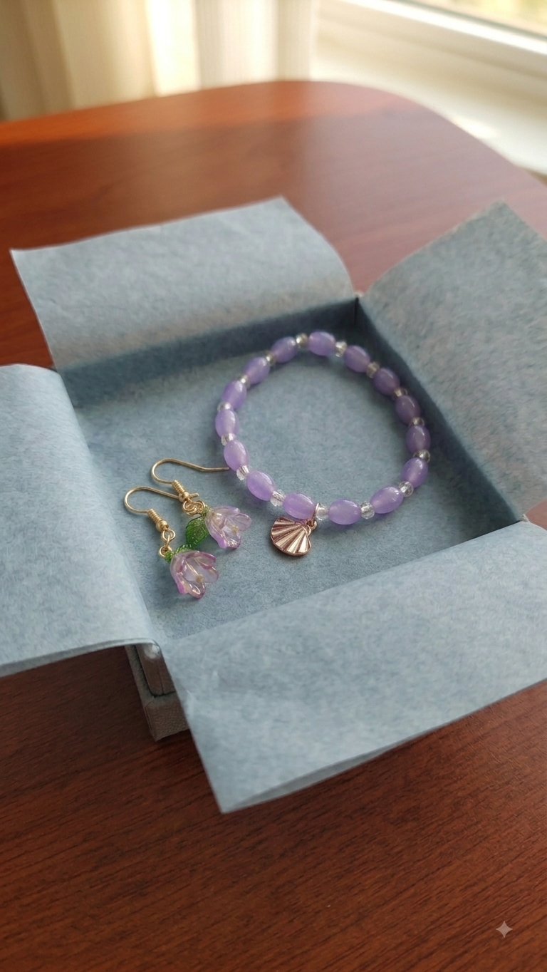 Lavender Belle Earring & Bracelet Set