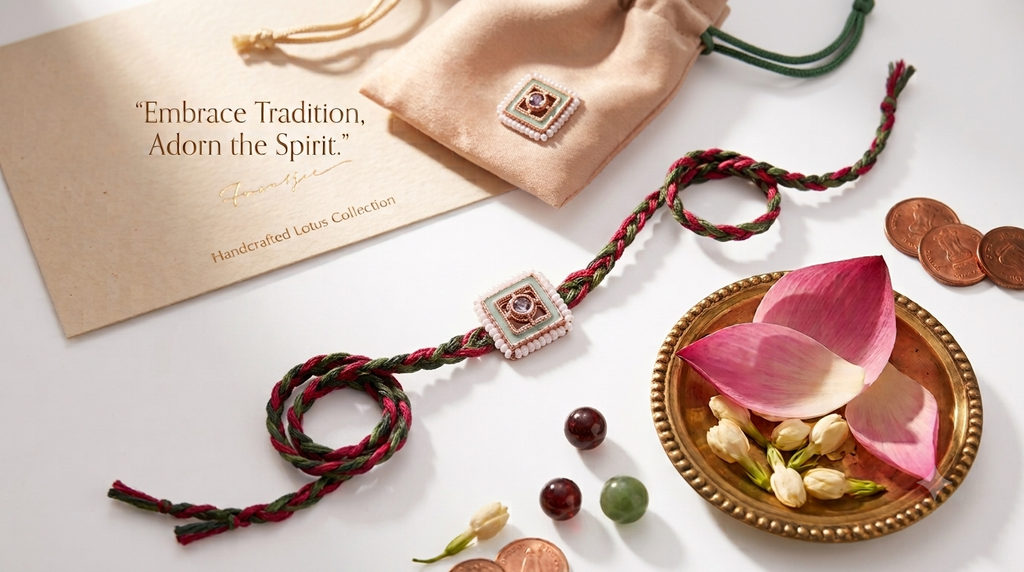 The Handcrafted Lotus Collection Rakhi – Elegant Festive Thread