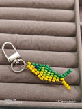 Handcrafted Woven Beaded Fish Bag Charm & Keychain