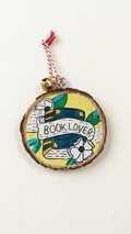 Book Lover Hand-Painted Wooden Slice Charm