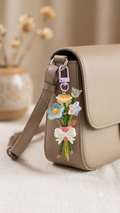 Handmade Beaded Flower Bouquet Bag Charm & Keychain